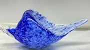 Conch Sea Shell Abstract Art Glass Blue White Figurine New Handblown 9" New