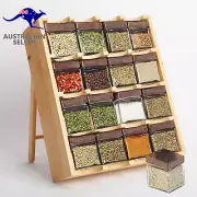 Spice Rack Organiser with 16 Jars, 4 Tier Drawer Spice Racks Organizer, Bamboo S