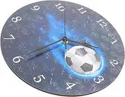 POPETPOP Football Wall Clock Silent Decorative Round Clock for Kitchen Living Room Creative Non Ticking Design Stylish Home Decor No Batteries Included