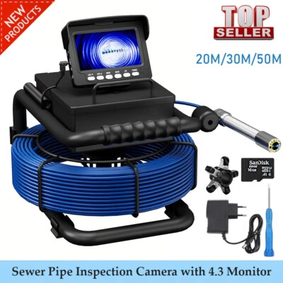 Sewer Camera 4.3" HD Drain Pipe Borescope Camera with 12PCS LED Light Waterproof