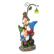 Gnome Figurine Garden Decor, Solar Resin Gnomes Outdoor Statue, Funny Gnome Red