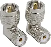 PL259 Right Angle, 2-Pack UHF Male to Female RF Coax Connector Adapter, RFAdapter 90 Degree Elbow for CB Ham Radio Antenna, Coaxial Cable