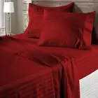 AU Sizes Bed Sheets Extra Deep Pocket 1200 Thread Count Burgundy Stripes