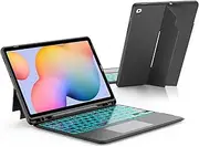 [JUQITECH] Trackpad Keyboard Case for Samsung-Galaxy-Tab S6 Lite 10.4"" 2022/2020, SM-P610/P613/P615/P619 Smart Tablet Protector Case Kickstand with Magnetic Detachable Wireless Backlit Touchpad Keyboard, MGS6L