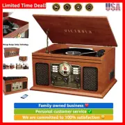 Nostalgic 7-in-1 Bluetooth Record Player & Multimedia Center with Built-in Sp...
