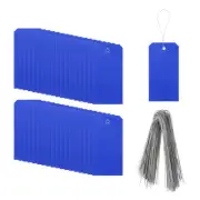 100Pcs Marking Tags with String, 6.3" x 3.1" Waterproof Hang Tags Blue
