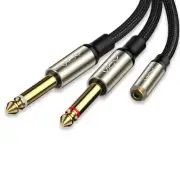 3.5mm to Dual 1/4 Inch Audio Splitter Cable, Gold Plated 1/8" TRS Female to D...