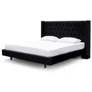 Carolina King Bed Frame - Black Velvet - Upgraded Legs