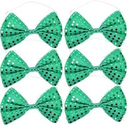 [Alipis] Green Sequin Bowtie Shamrock Tie - Mens Pre-tied Bow Tie Party Tie Photo Props St Patricks Day Accessories With Rope