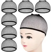 MORGLES 6PCS Wig Cap Non Slip, Black Mesh Net Wig Caps for Women Men, Kids