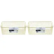 2x Boxsweden 40x15cm Wire Storage Basket Kitchen/Bath Organiser Container Gold