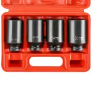 1/2" Drive Deep Spindle Axle Nut Impact Socket Set, 12 Point Metric 30mm 32mm...