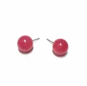 Dark Pink Marbled Vintage Lucite Ball Stud Earrings