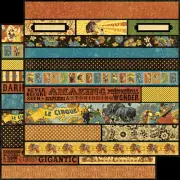 Graphic45 LE CIRQUE BORDERS 12x12 Dbl-Sided Printed DIECUT Cardstock scrapbook