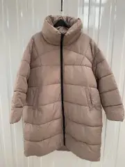 Dorothy Perkins Longline Funnel Neck Coat Quilted Puffer Mink Pink Large BNWT