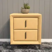 Oscar Synthetic Leather Bedside Table, Black & Tan Colour
