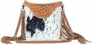 [Myra Bag] Western Leather Shoulder Bag for Women - Hand Tooled Upcycled Crossbody Bag With Tassel