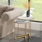 Round Modern Nesting Coffee Table Set of 2 Stacking Living Room Tables Marble