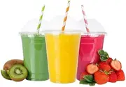 Sabco - 50pcs 10oz Plastic Cups with Lids - Milkshake Cups With Dome Lids - Ideal for Milkshake Frappe Juice Smoothie Cup Boba Cup Reusable Tea Coffee Drink Slush - Perfect for Takeaway & Restaurants.