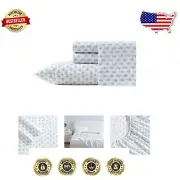 Francesca Blue Cotton Percale Full Sheet Set - Lightweight Floral Bedding
