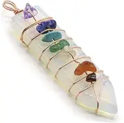 [NUOBESTY] 2pcs Natural Crystal Pendant Chakra Quartz Gem Chip J Chokers for Tumble Stones Gemstone Pendants Natural Pendant Wood Stick Log Purple Necklace Miss Colorful Stone