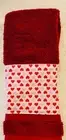 Hearts red fingertip towel - handmade accent