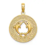 14k Yellow Gold NASSAU w/Dolphin Circle Charm