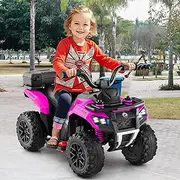 HONEY JOY 6V Kids Ride On ATV, Electric Toy Car w/Music & Spray Function, USB Port, Storage Box, 4 Anti-Skid Tires, Brilliant Lights, Toddler Vehicle Toy for 18+ Months Old (Pink)