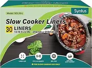 [Syntus] Slow Cooker Liners, 30 Count Cooking Bags Extra Large Size Disposable Pot Liners Plastic Bags, Fit 6QT to 10QT for Slow Cooker Cooking Trays, 14"x 22" 1 Pack, SCL30-L