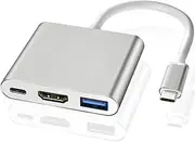 USB C to HDMI Adapter , 3-in-1 USB-C/Type C to HDMI 4K Video Converter,USB C Hub with USB 3.0 Port /USBC Fast Charging Port, HDMI Dock with Multiport Compatible with MacBook Pro MacBook Air