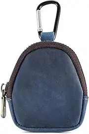 [JinliangGuo] One Piece Genuine Leather Mini Leather Coin Purse Lightweight Portable Zipper Coin Pouch Change Holder Leather Coin Purse Keychain for Coins Keys, Blue and Orange