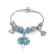 European Style Charm Bracelet - Tree of Life - Elephant - Crystal - Gemstone - Turquoise