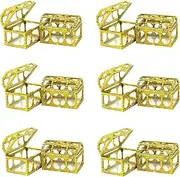 HAN SHENG 12 Pcs Transparency Treasure Chest Candy Boxes Wedding Favor Boxes Candy Storage Boxes Gift Boxes for Wedding Christmas Birthday Party Decorating Ornament Container (2.9''x2.0'',Gold)
