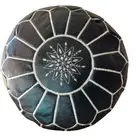 Black Leather Moroccan Pouf Ottoman Footstool Brand new, Hand-made