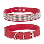 Nevenka Pet Collar Sparkly Rhinestone Studded Pet Supplies-Red