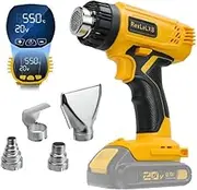 Cordless Display Heat Gun for Dewalt 18V Li-ion Battery, 400W 1022°F (550℃) Heat Gun with Overload Protection, 4 Nozzle Attachments for Welding, Crafts, Pipe Bending (Without Battery)