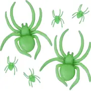 Assorted Glow in the Dark UV Plastic Spiders (Pack of 5)