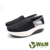 在飛比找momo購物網優惠-【W&M】女 BOUNCE編織輕量增高厚底休閒鞋 女鞋(黑色