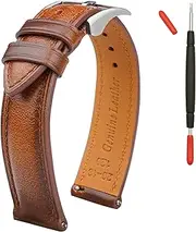 [Gomvadr] Quick Release Leather Watch Band 14mm 16mm 18mm 19mm 20mm 21mm 22mm 24mm,Vintage Oil Wax-tanned Pull-up Men's Watch Bands Replacement Leather Watch Straps for Men Women