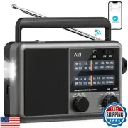 Jazmm Portable AM FM Shortwave Radio with Bluetooth,Transistor Radio with Bes