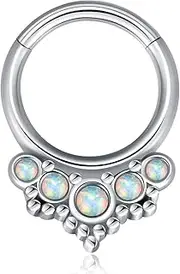 [MissNity] 16G 8mm Clicker Septum Ring, 316l Surgical Steel Hinged Daith Hoop Earring, Cartilage Piercing Jewelry for Women Men