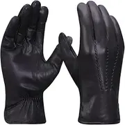 [Harssidanzar] Mens Leather Gloves For Man, Touchscreen Winter Dress Leather Gloves Fleece Lined GM040UK