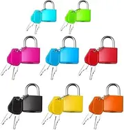 Goxfaca Click to Open expanded View 8PCS Suitcase Locks with Keys, Small Luggage Padlocks Metal Padlocks Mini Keyed Padlock for School Gym Classroom Matching Game (8 Colors)