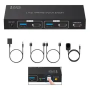 DC12V1A 8K HDMI KVM Switch 1 Monitors 2 Computers, 8K@60Hz HDMI 2.1 2 USB ports