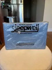 NEW! Vintage Sleepwell No Iron Percale Irregular Queen Flat Sheet NOS Blue