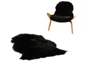 Fluffy Shag Fur Throw Rugs Faux Sheepskin Chair Seat Covers Room Decor-Black