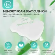 PREMIUM Bamboo Memory Foam Seat Lower Back Cushion Hip Car Office Posture Coccyx