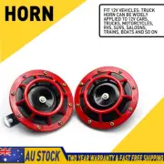 1 Pair 12V Car Truck Loud Compact Electric Blast Super Tone Horn 110DB Red (for: Daihatsu)