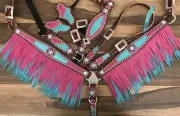 Western Havana Leather Set of Headstall and Breast Collar : 6507