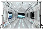 LYWYGG 7x5ft Space Backdrop Spaceship Photography Background Galaxy War Universe Backdrops CP-36